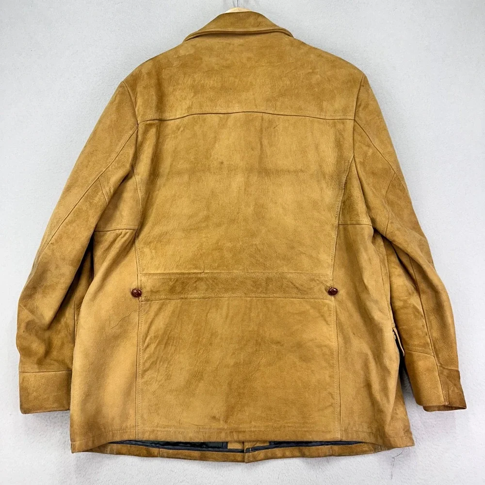 Vintage Pennys Suede Blazer‎ Jacket Tan Western Retro 3-Button 60s 70s Mens 44